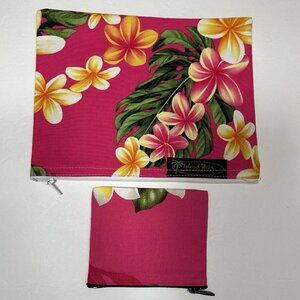 New Island Wear Made in Hawaii Fabric Rectangular Pink Floral Zip Pouch & Coin